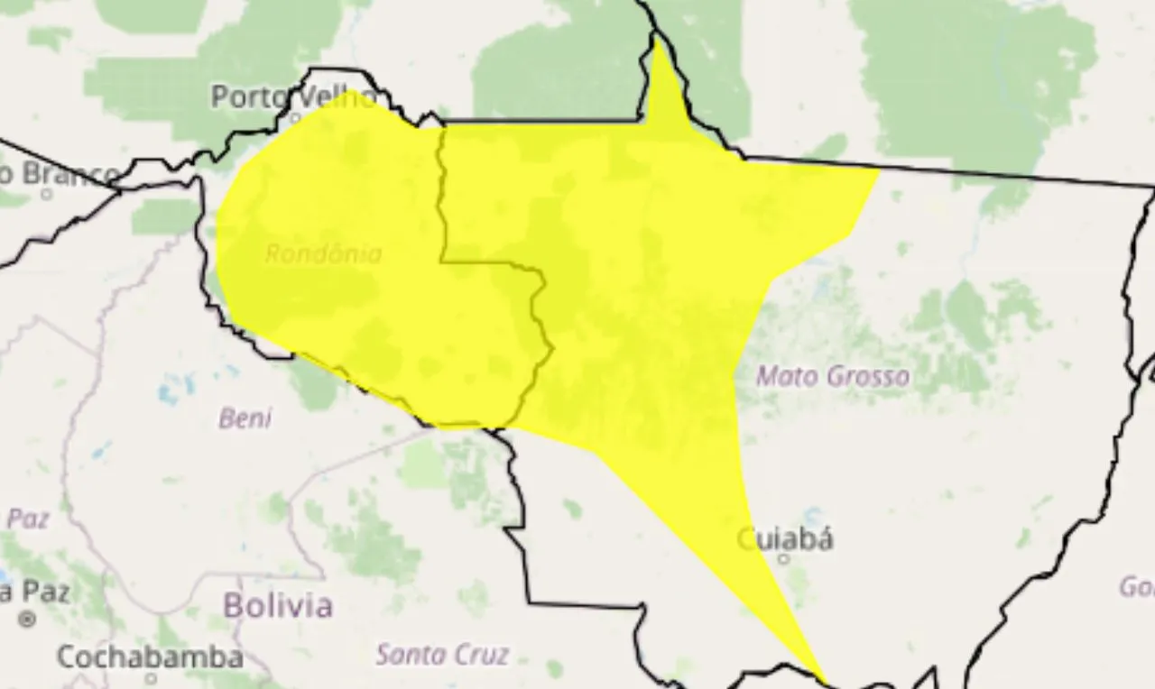 Alerta para temporais e rajadas de vento em grande parte de Rondônia e Mato Grosso